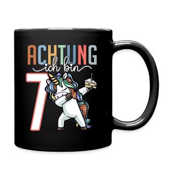 Siebter Geburtstag Mädchen 7 Jahre - Tasse einfarbig - Schwarz - Rechts