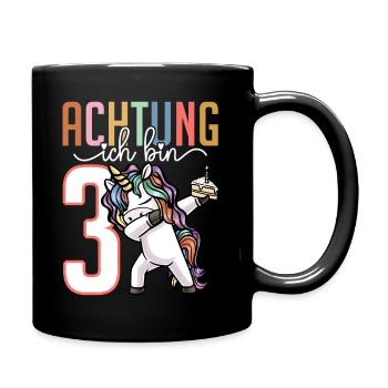 3. Geburtstag Mädchen 3 Jahre Einhorn - Tasse einfarbig - Schwarz - Rechts