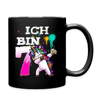 Siebter Geburtstag Mädchen 7 Jahre - Tasse einfarbig - Schwarz - Rechts