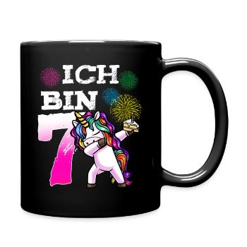 Siebter Geburtstag Mädchen 7 Jahre - Tasse einfarbig - Schwarz - Rechts