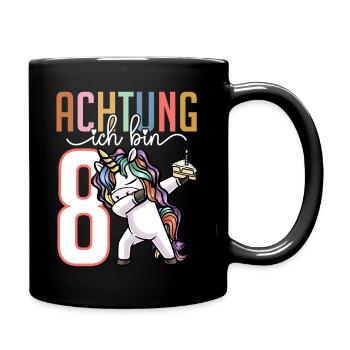 8. Geburtstag Mädchen 8 Jahre Einhorn - Tasse einfarbig - Schwarz - Rechts