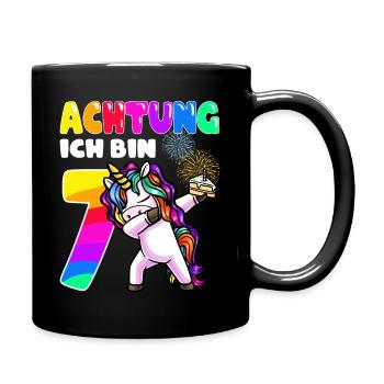 Siebter Geburtstag Mädchen 7 Jahre - Tasse einfarbig - Schwarz - Rechts