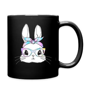 Mignon Lapin avec des lunettes - Mug uni - noir - Droite
