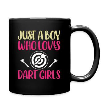 Just A Boy Who Loves Dart Girls - Darts - Full Colour Mug - black - Right