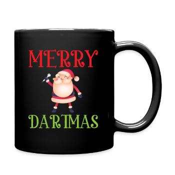 Frohe Dartmas - Frohe Weihnachten Dart - Tasse einfarbig - Schwarz - Rechts