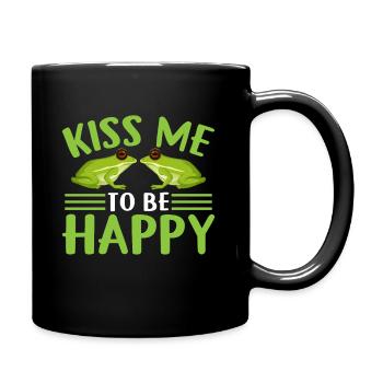 Küss Mich Um Glücklich Zu Sein - Frosch - Tasse einfarbig - Schwarz - Rechts
