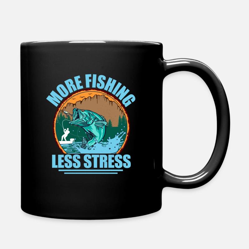 Plus de pêche moins de stress Pêcheur pêcheur - Mug uni - noir