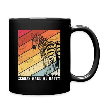Vintage Zebras machen mich glücklich Zebra Spruch - Tasse einfarbig - Schwarz - Rechts