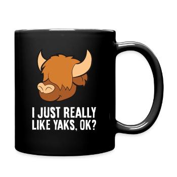 I Just Really Like Yaks, Ok? Funny Yak - Full Colour Mug - black - Right