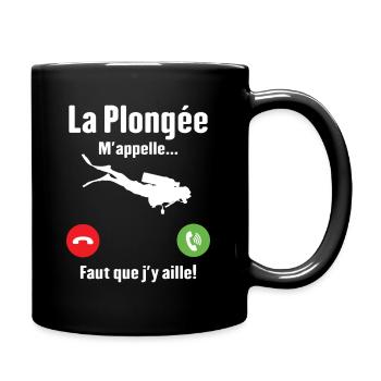 La plongée m'appelle cadeau humour plongeur - Mug uni - noir - Droite