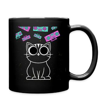 Cat Techno Katze Retro Analog Vintage Club Blaster - Tasse einfarbig - Schwarz - Rechts