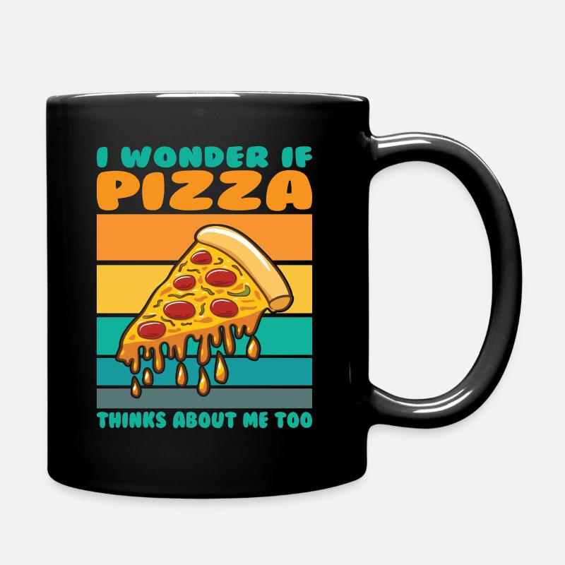 Je me demande si Pizza pense aussi à moi - Mug uni - noir