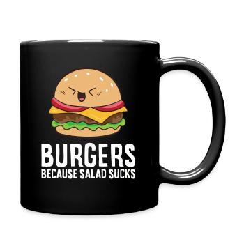 Burger Weil Salat scheiße ist Lustiger Hamburger - Tasse einfarbig - Schwarz - Rechts