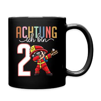 2. Geburtstag Mädchen 2 Jahre Feuerwehr - Tasse einfarbig - Schwarz - Rechts