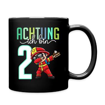 2. Geburtstag Mädchen 2 Jahre Feuerwehr - Tasse einfarbig - Schwarz - Rechts