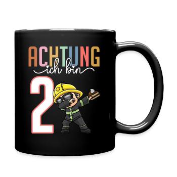 2. Geburtstag Mädchen 2 Jahre Feuerwehr - Tasse einfarbig - Schwarz - Rechts