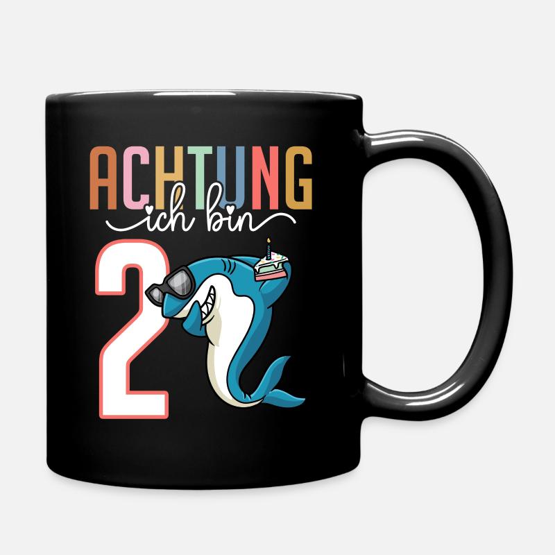 Zweiter Geburtstag Mädchen 2 Jahre Hai - Tasse einfarbig - Schwarz