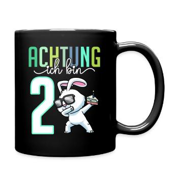 2. Geburtstag Mädchen 2 Jahre Hase - Tasse einfarbig - Schwarz - Rechts