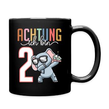 2. Geburtstag Mädchen 2 Jahre Elefant - Tasse einfarbig - Schwarz - Rechts