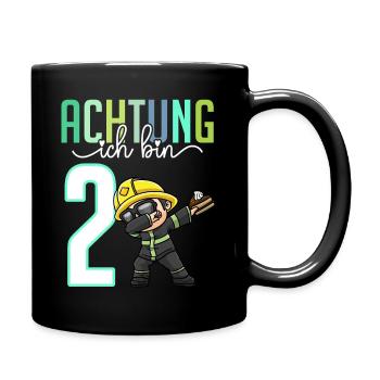 2. Geburtstag Mädchen 2 Jahre Feuerwehr - Tasse einfarbig - Schwarz - Rechts