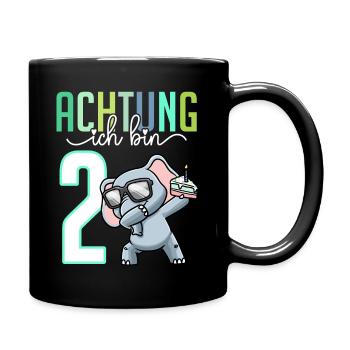 2. Geburtstag Mädchen 2 Jahre Elefant - Tasse einfarbig - Schwarz - Rechts