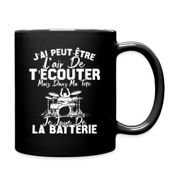 Dans Ma Tête Je Joue De La Batterie Batteur Cadeau - Mug uni - noir - Droite