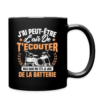 Dans Ma Tête Je Joue De La Batterie Batteur Cadeau - Mug uni - noir - Droite