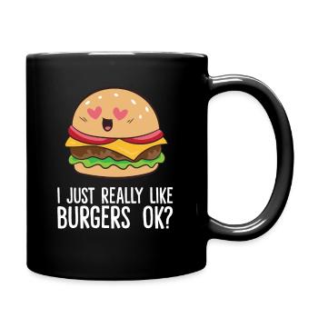 I Just Really Like Hamburgers Fast Food Funny - Full Colour Mug - black - Right