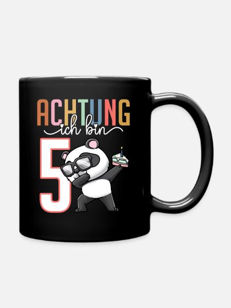5. Geburtstag Junge Mädchen 5 Jahre Panda - Tasse einfarbig - Schwarz
