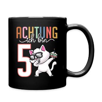 5. Geburtstag Junge Mädchen 5 Jahre Katze - Tasse einfarbig - Schwarz - Rechts