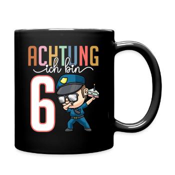 Sechster 6. Geburtstag Junge 6 Jahre Polizei - Tasse einfarbig - Schwarz - Rechts