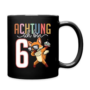 Sechster 6. Geburtstag Junge 6 Jahre Fuchs - Tasse einfarbig - Schwarz - Rechts