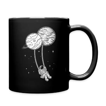 Astronaut Schaukel Planeten Weltraum Kinder Astron - Tasse einfarbig - Schwarz - Rechts