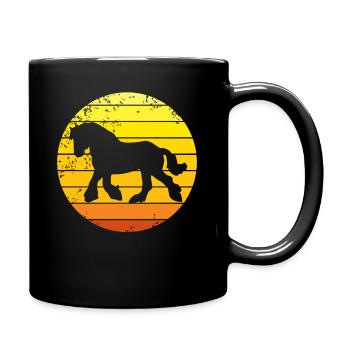 Clydesdale Pferd retro Zugpferd Motiv - Tasse einfarbig - Schwarz - Rechts