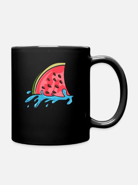 Haifischflosse als Wassermelone - Tasse einfarbig - Schwarz
