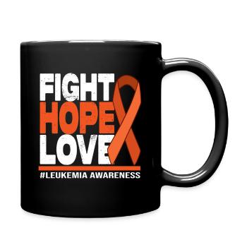 Fight Hope Love - Leukemia Awareness - Tasse einfarbig - Schwarz - Rechts