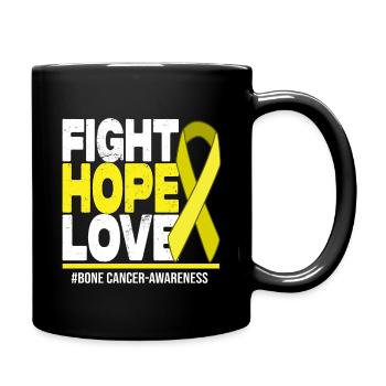 Fight Hope Love - F*** Bone Cancer - Tasse einfarbig - Schwarz - Rechts
