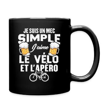 Je Suis Un Mec Simple J'aime Le Vélo Et L'apéro - Mug uni - noir - Droite