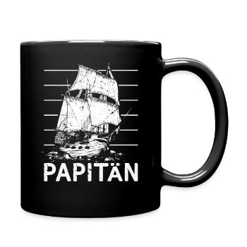 Papitän Männer Herren Papa Kapitän Bester Papa - Tasse einfarbig - Schwarz - Rechts