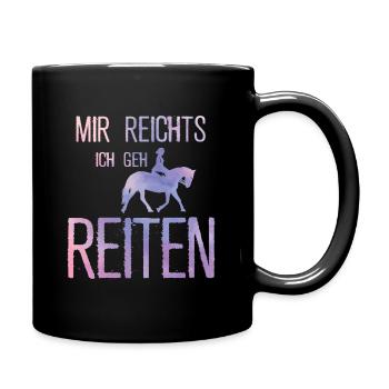 Reiten Reitsport Reiter Geschenk Pferde - Tasse einfarbig - Schwarz - Rechts
