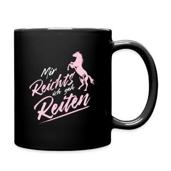 Reiten Reitsport Reiter Geschenk Pferde - Tasse einfarbig - Schwarz - Rechts
