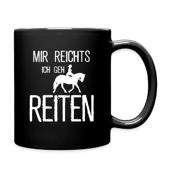 Reiten Reitsport Reiter Geschenk Pferde - Tasse einfarbig - Schwarz - Rechts