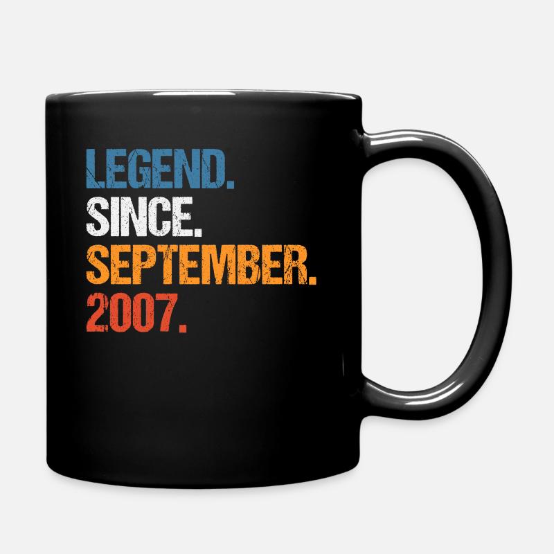 Legend Since September 2007 Birthday - Full Colour Mug - black