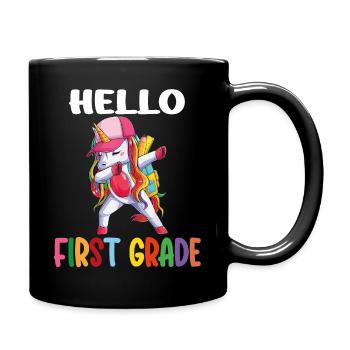 Dabbing Einhorn - Hello First Grade - Einschulung - Tasse einfarbig - Schwarz - Rechts