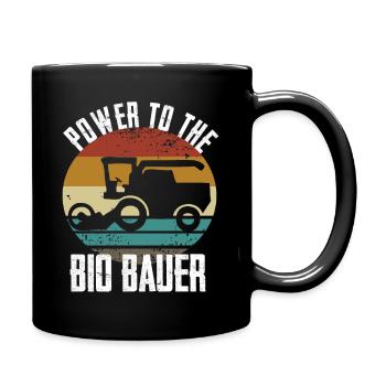 Power To The Bio Bauer - Traktor Landwirt - Tasse einfarbig - Schwarz - Rechts