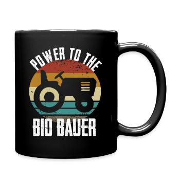 Power To The Bio Bauer - Traktor - Tasse einfarbig - Schwarz - Rechts
