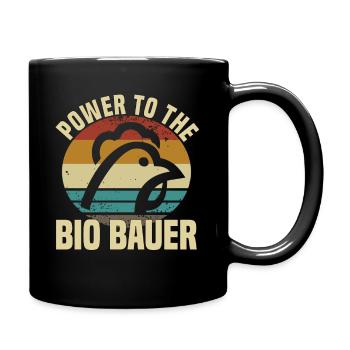 Power To The Bio Bauer - Huhn Hühner - Tasse einfarbig - Schwarz - Rechts