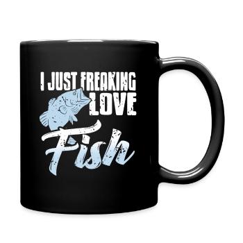 I Just Freaking Love Fish Vintage Fishing Tea - Full Colour Mug - black - Right