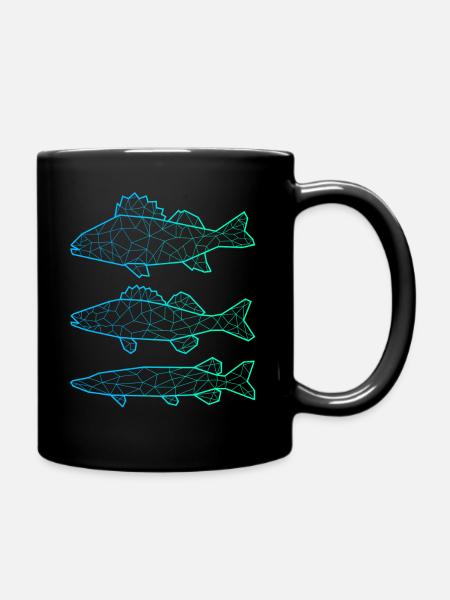Raubfisch Angeln Polygon Barsch Zander Hecht - Tasse einfarbig - Schwarz