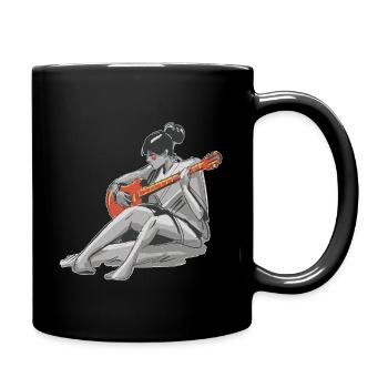 Gitarre spielen Gitarrist Mädchen Geschenk - Tasse einfarbig - Schwarz - Rechts